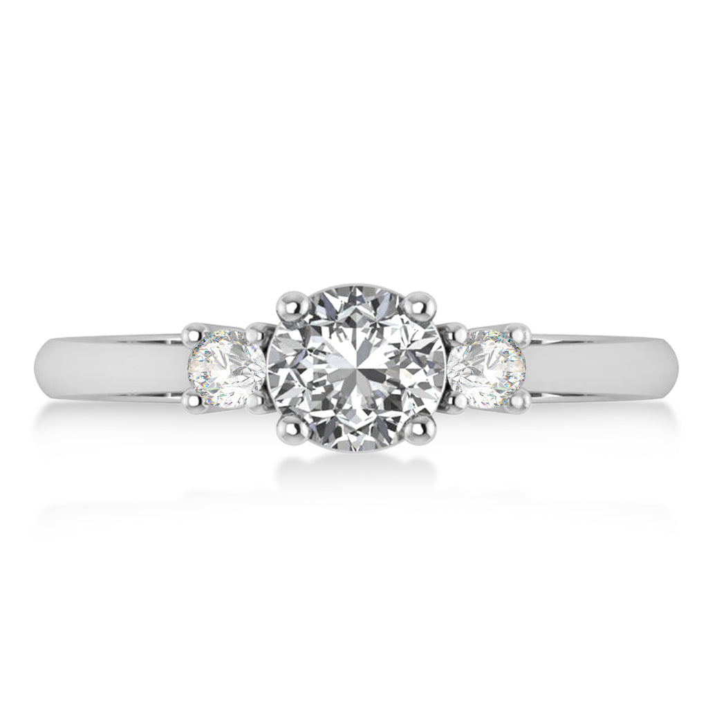 Round Diamond Three-Stone Engagement Ring 14k White Gold (0.89ct)