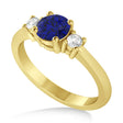 Round Blue Sapphire & Diamond Three-Stone Engagement Ring 14k Yellow Gold (0.89ct)