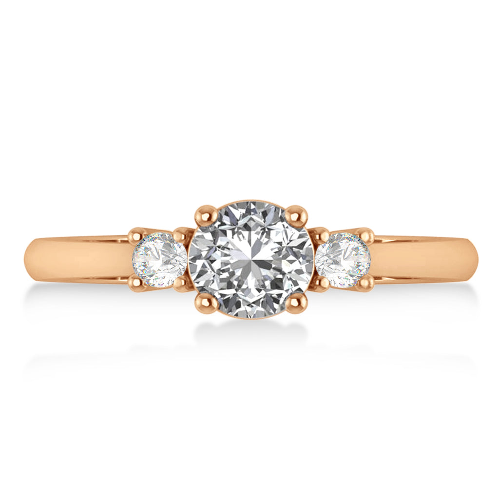 Round Lab Grown Diamond Three-Stone Engagement Ring 14k Rose Gold (0.89ct)