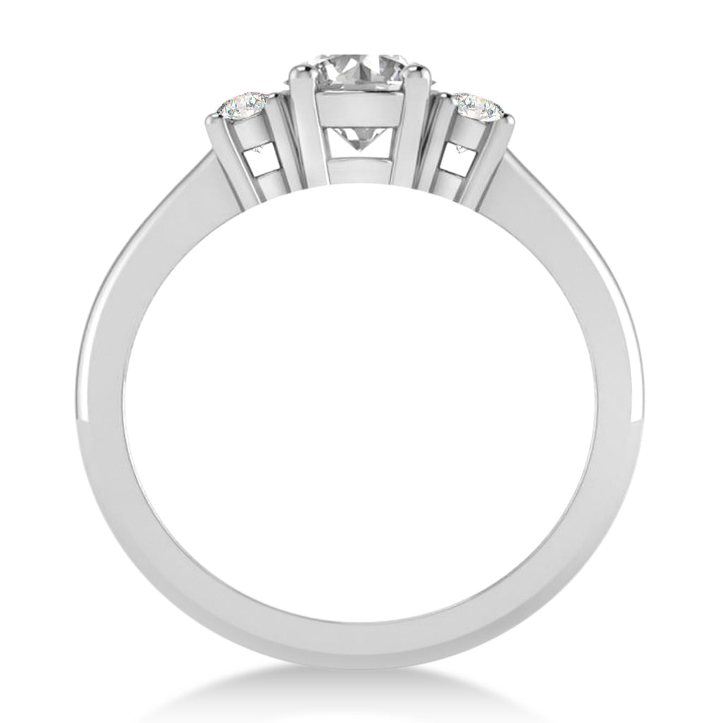 Round Lab Grown Diamond Three-Stone Engagement Ring 14k White Gold (0.89ct)