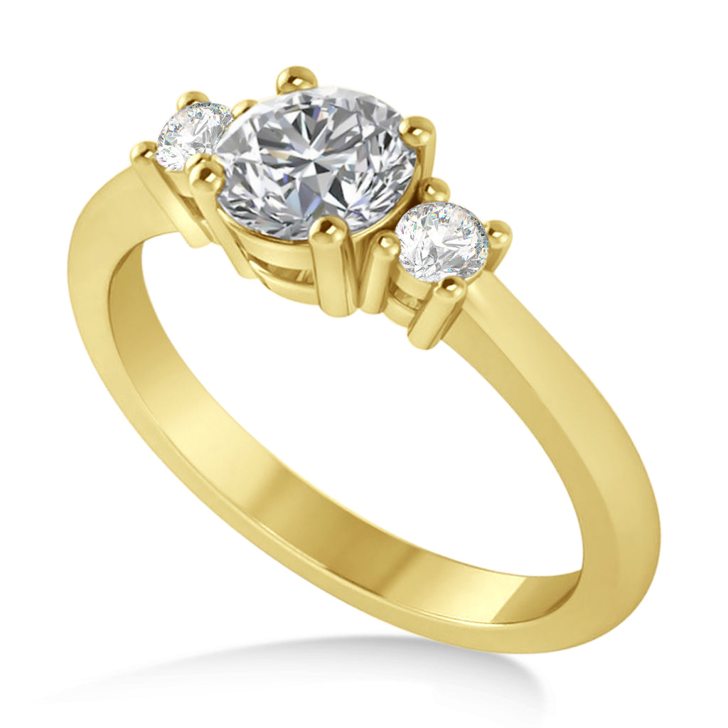 Round Lab Diamond Three-Stone Engagement Ring 14k Yellow Gold (0.89ct)