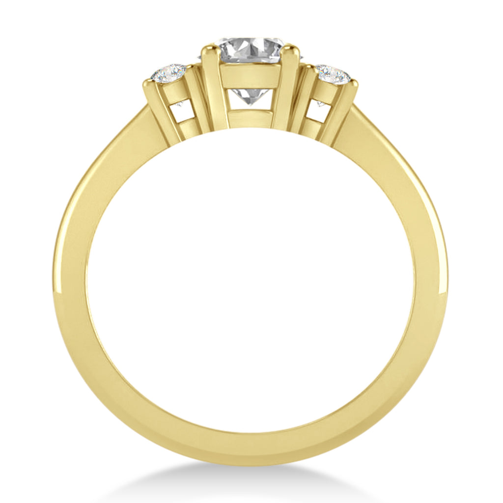 Round Lab Diamond Three-Stone Engagement Ring 14k Yellow Gold (0.89ct)