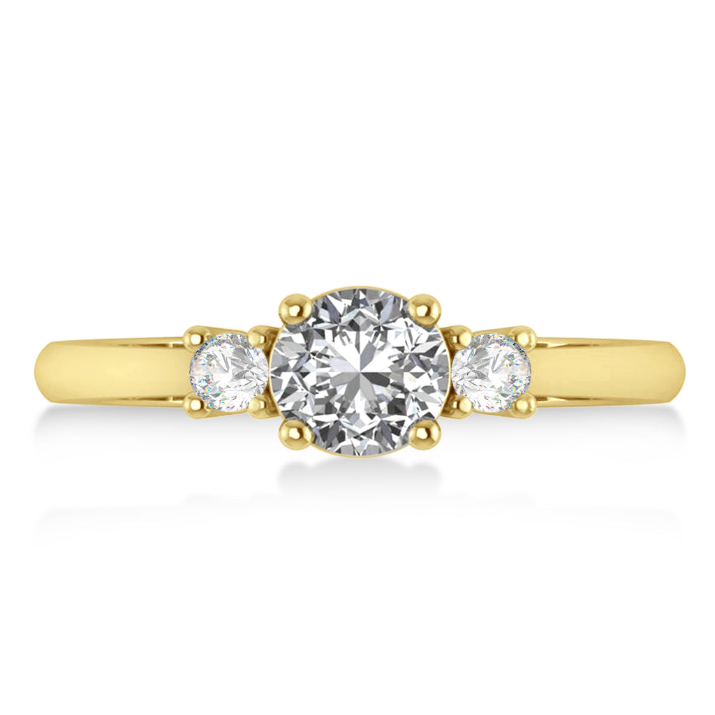 Round Lab Diamond Three-Stone Engagement Ring 14k Yellow Gold (0.89ct)