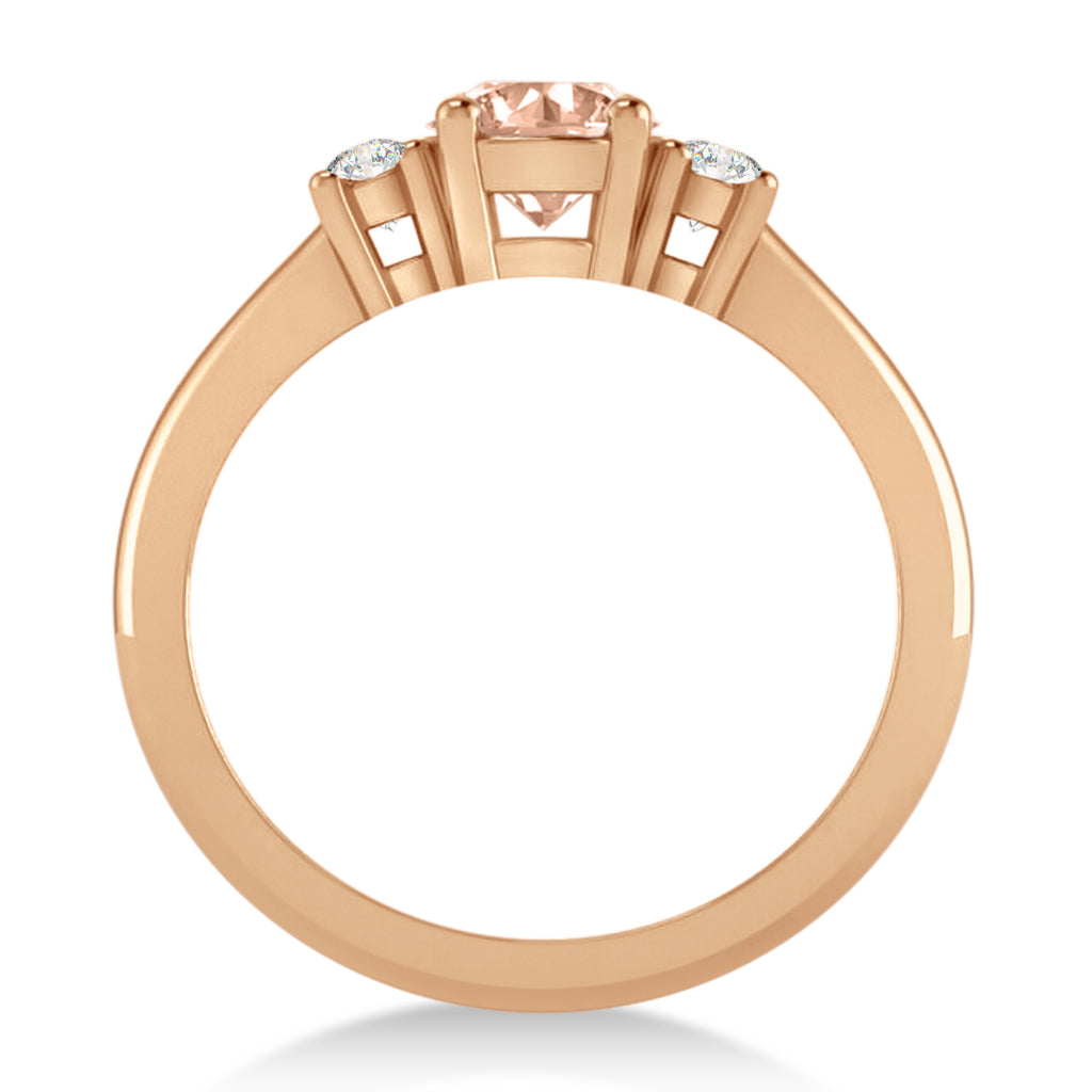 Round Morganite & Diamond Three-Stone Engagement Ring 14k Rose Gold (0.89ct)