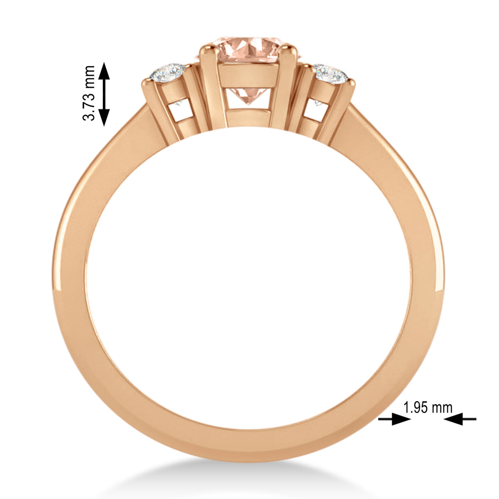 Round Morganite & Diamond Three-Stone Engagement Ring 14k Rose Gold (0.89ct)