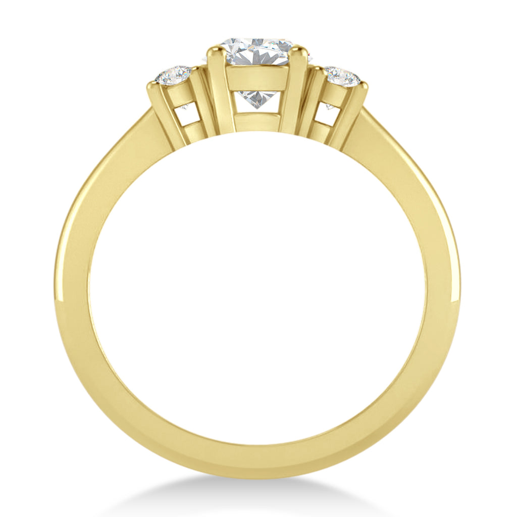 Round Moissanite & Diamond Three-Stone Engagement Ring 14k Yellow Gold (0.89ct)