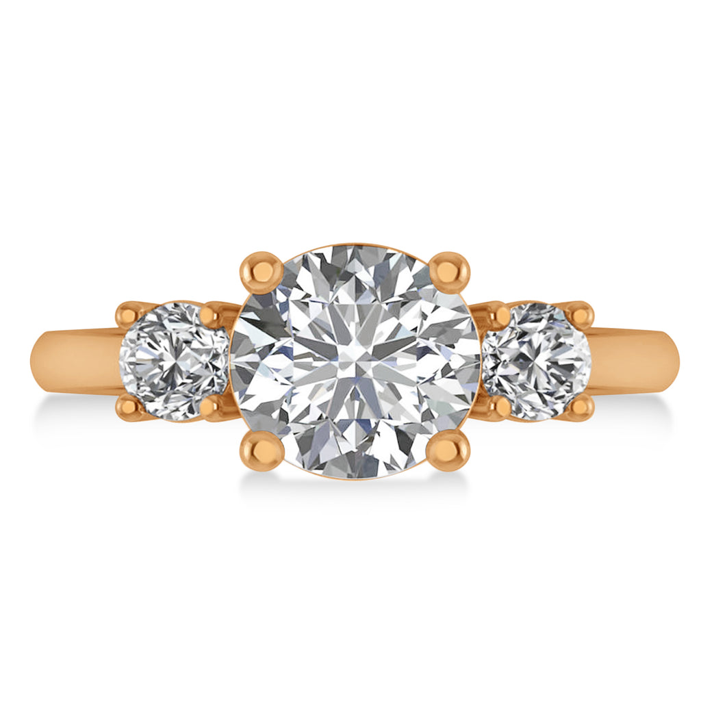 Round 3-Stone Diamond Engagement Ring 14k Rose Gold (2.50ct)