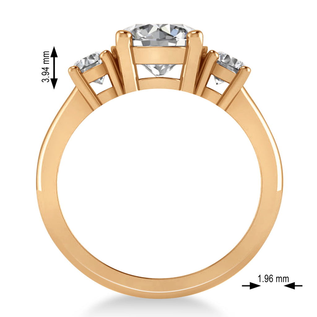 Round 3-Stone Diamond Engagement Ring 14k Rose Gold (2.50ct)