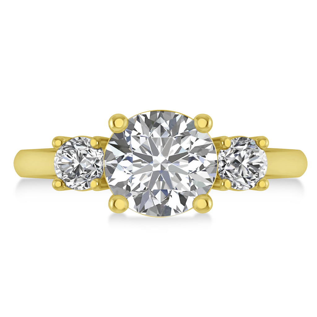 Round 3-Stone Diamond Engagement Ring 14k Yellow Gold (2.50ct)