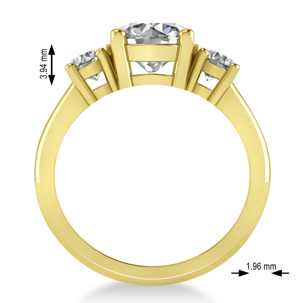 Round 3-Stone Diamond Engagement Ring 14k Yellow Gold (2.50ct)