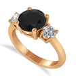 Round 3-Stone Black & White Diamond Engagement Ring 14k Rose Gold (2.50ct)