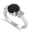 Round 3-Stone Black & White Diamond Engagement Ring 14k White Gold (2.50ct)