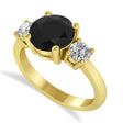 Round 3-Stone Black & White Diamond Engagement Ring 14k Yellow Gold (2.50ct)