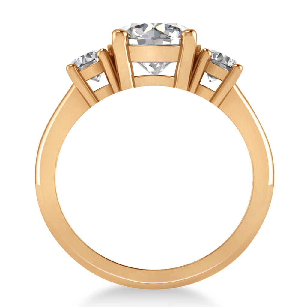 Round 3-Stone Moissanite & Diamond Engagement Ring 14k Rose Gold (2.50ct)