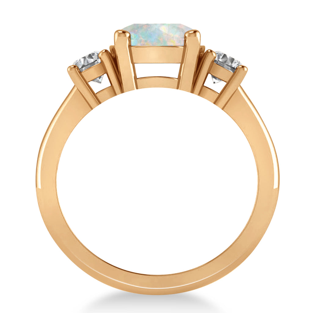 Round 3-Stone Opal & Diamond Engagement Ring 14k Rose Gold (2.50ct)