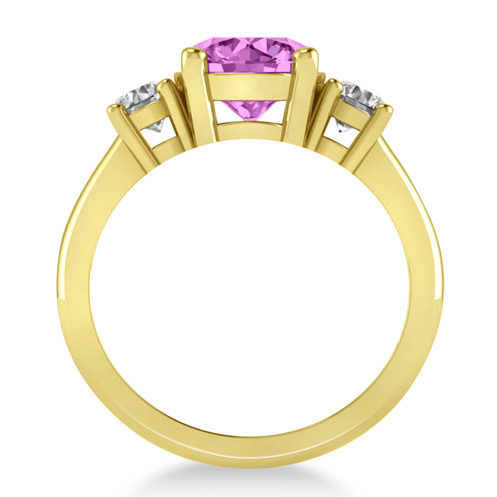Round 3-Stone Pink Sapphire & Diamond Engagement Ring 14k Yellow Gold (2.50ct)