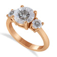 Round 3-Stone Salt & Pepper Diamond Engagement Ring 14k Rose Gold (2.50ct)