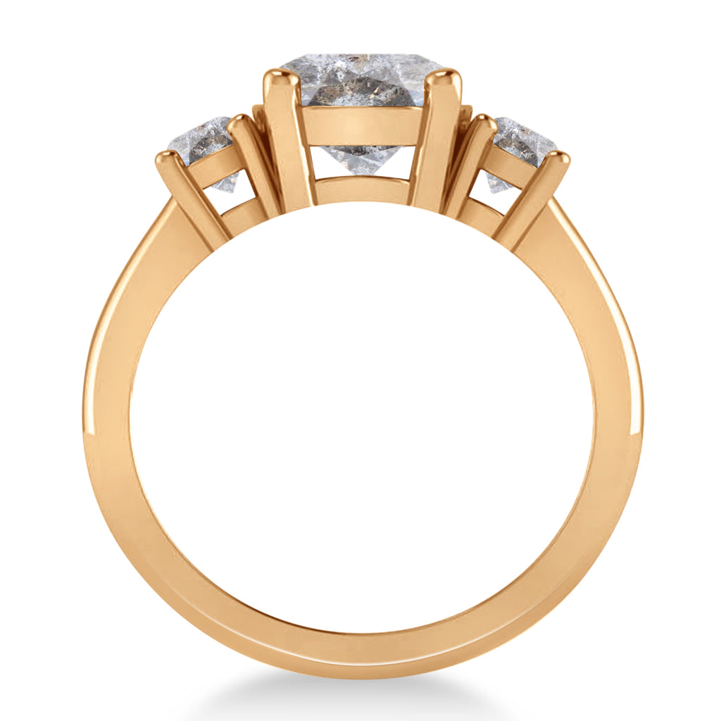 Round 3-Stone Salt & Pepper Diamond Engagement Ring 14k Rose Gold (2.50ct)