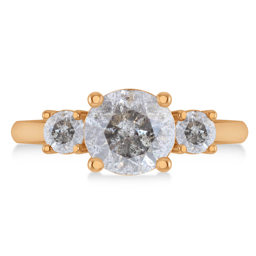 Round 3-Stone Salt & Pepper Diamond Engagement Ring 14k Rose Gold (2.50ct)