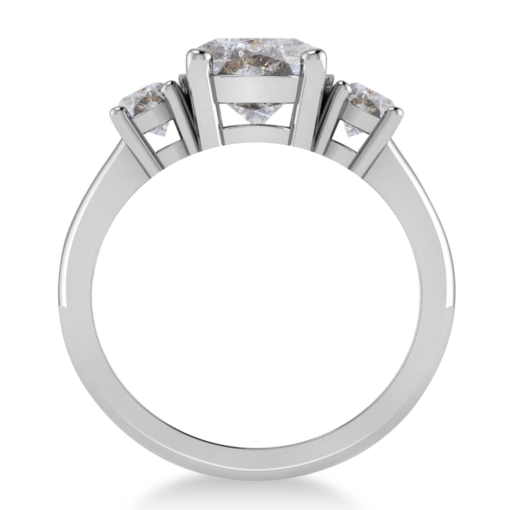 Round 3-Stone Salt & Pepper Diamond Engagement Ring 14k White Gold (2.50ct)
