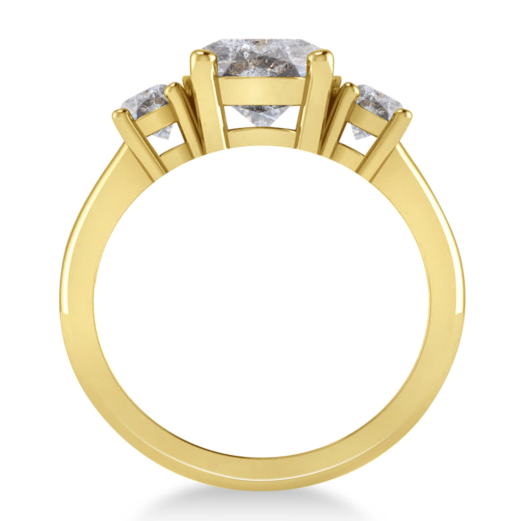 Round 3-Stone Salt & Pepper Diamond Engagement Ring 14k Yellow Gold (2.50ct)