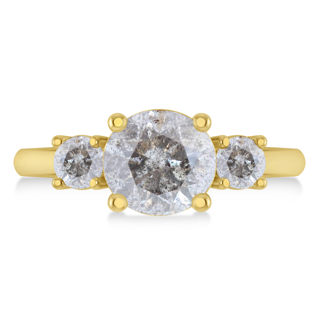 Round 3-Stone Salt & Pepper Diamond Engagement Ring 14k Yellow Gold (2.50ct)
