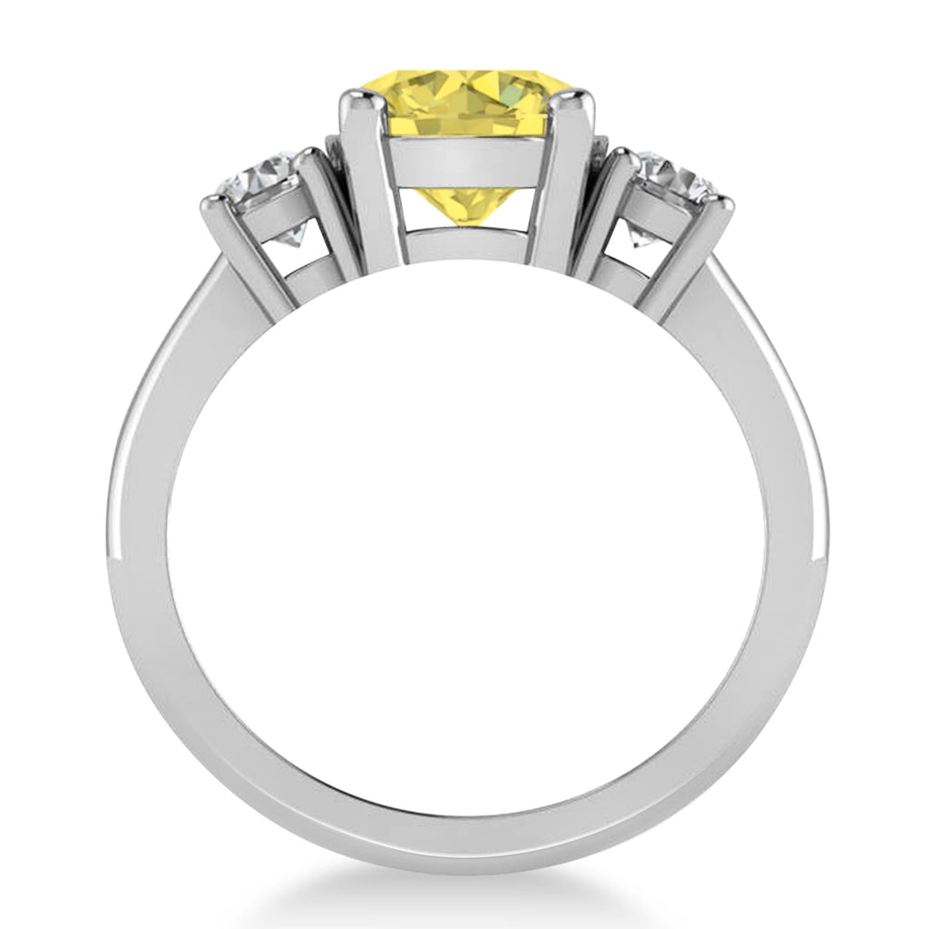 Round 3-Stone Yellow & White Diamond Engagement Ring 14k White Gold (2.50ct)