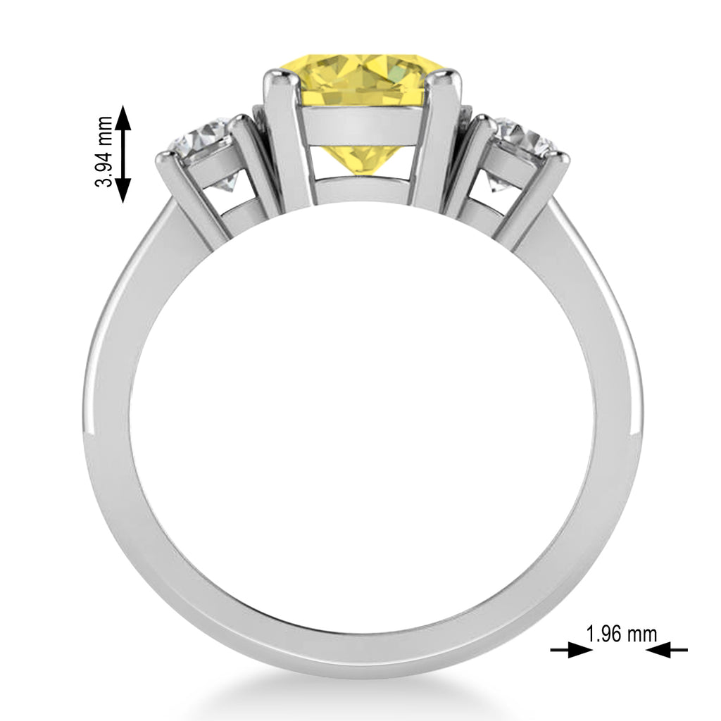Round 3-Stone Yellow & White Diamond Engagement Ring 14k White Gold (2.50ct)