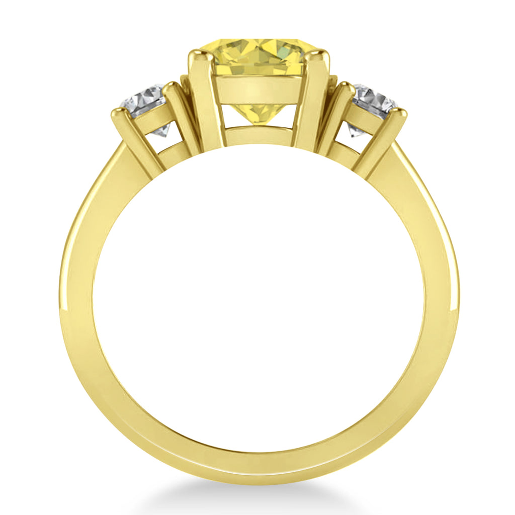 Round 3-Stone Yellow & White Diamond Engagement Ring 14k Yellow Gold (2.50ct)