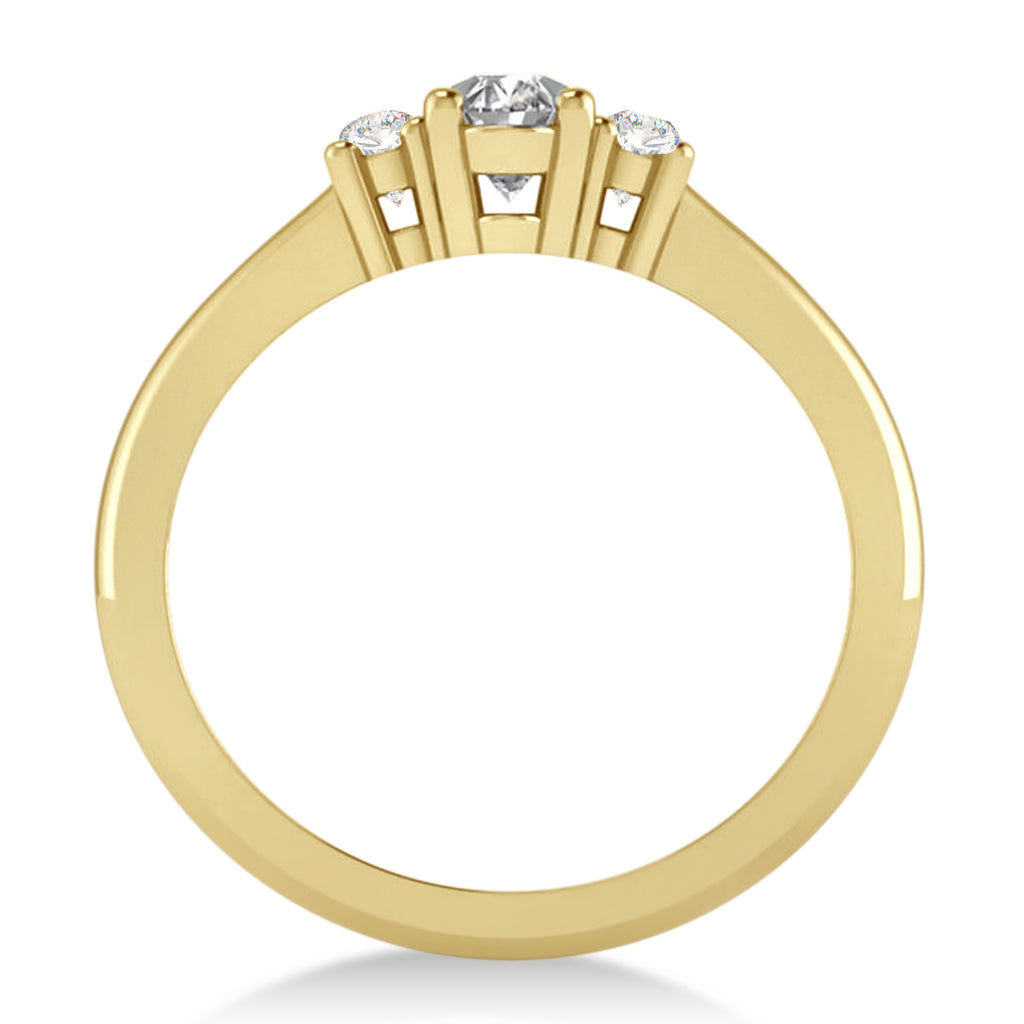 Small Oval Diamond Three-Stone Engagement Ring 14k Yellow Gold (0.60ct)