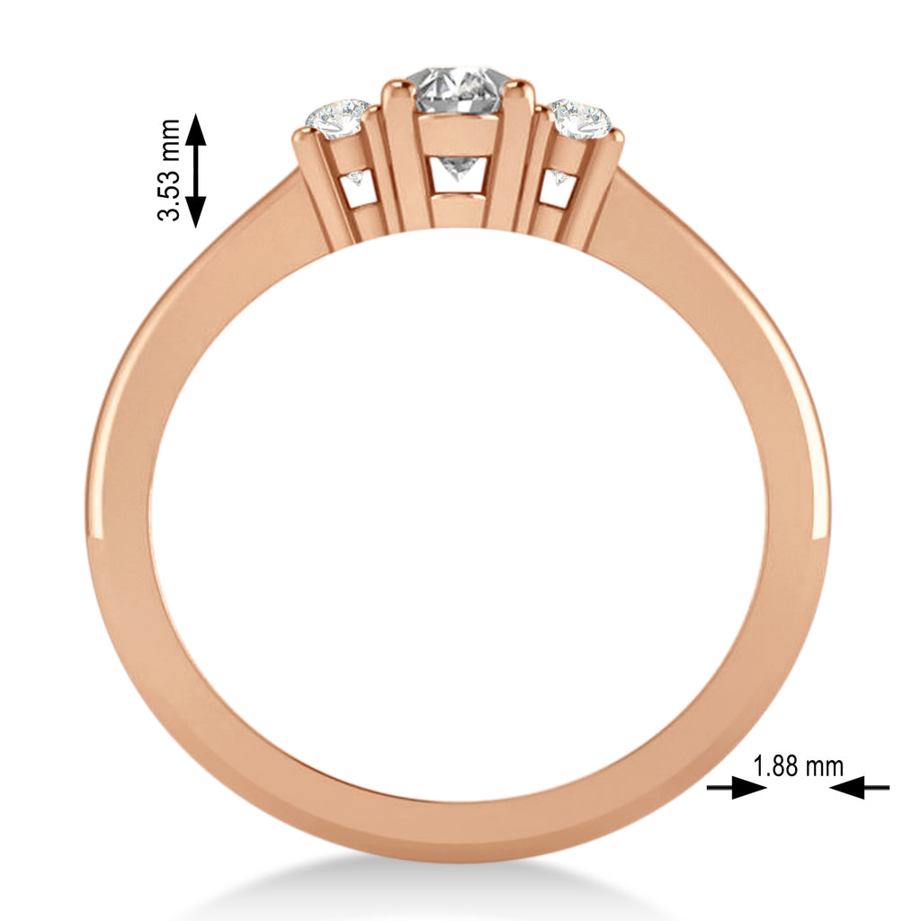 Small Oval Lab Grown Diamond Three-Stone Engagement Ring 14k Rose Gold (0.60ct)