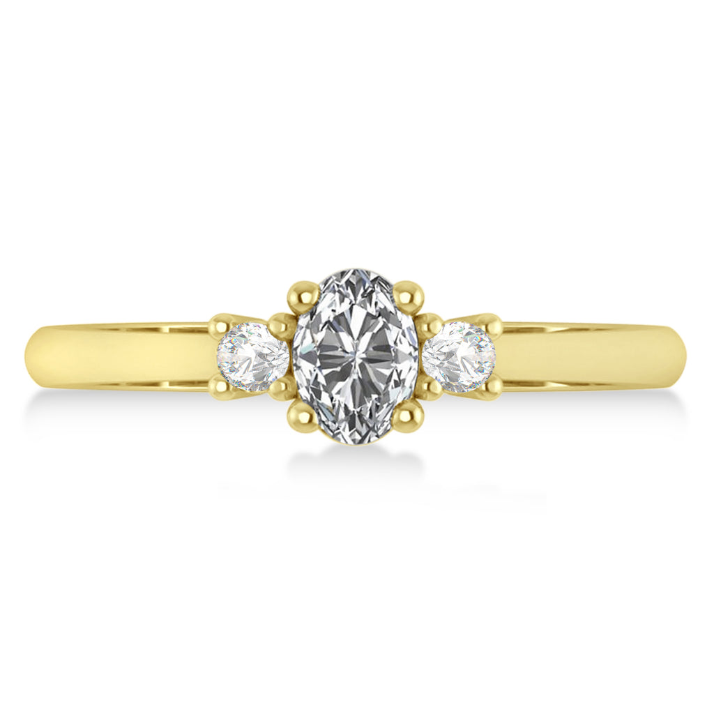 Small Oval Lab Diamond Three-Stone Engagement Ring 14k Yellow Gold (0.60ct)