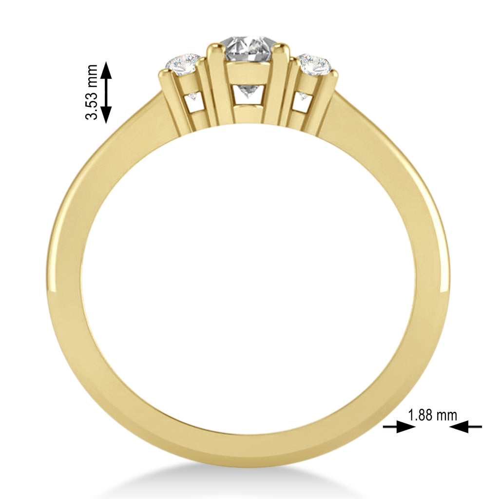 Small Oval Lab Diamond Three-Stone Engagement Ring 14k Yellow Gold (0.60ct)