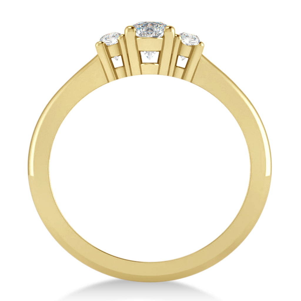 Small Oval Moissanite & Diamond Three-Stone Engagement Ring 14k Yellow Gold (0.60ct)