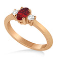 Small Oval Ruby & Diamond Three-Stone Engagement Ring 14k Rose Gold (0.60ct)
