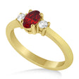 Small Oval Ruby & Diamond Three-Stone Engagement Ring 14k Yellow Gold (0.60ct)