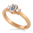 Small Oval Salt & Pepper & White Diamond Three-Stone Engagement Ring 14k Rose Gold (0.60ct)