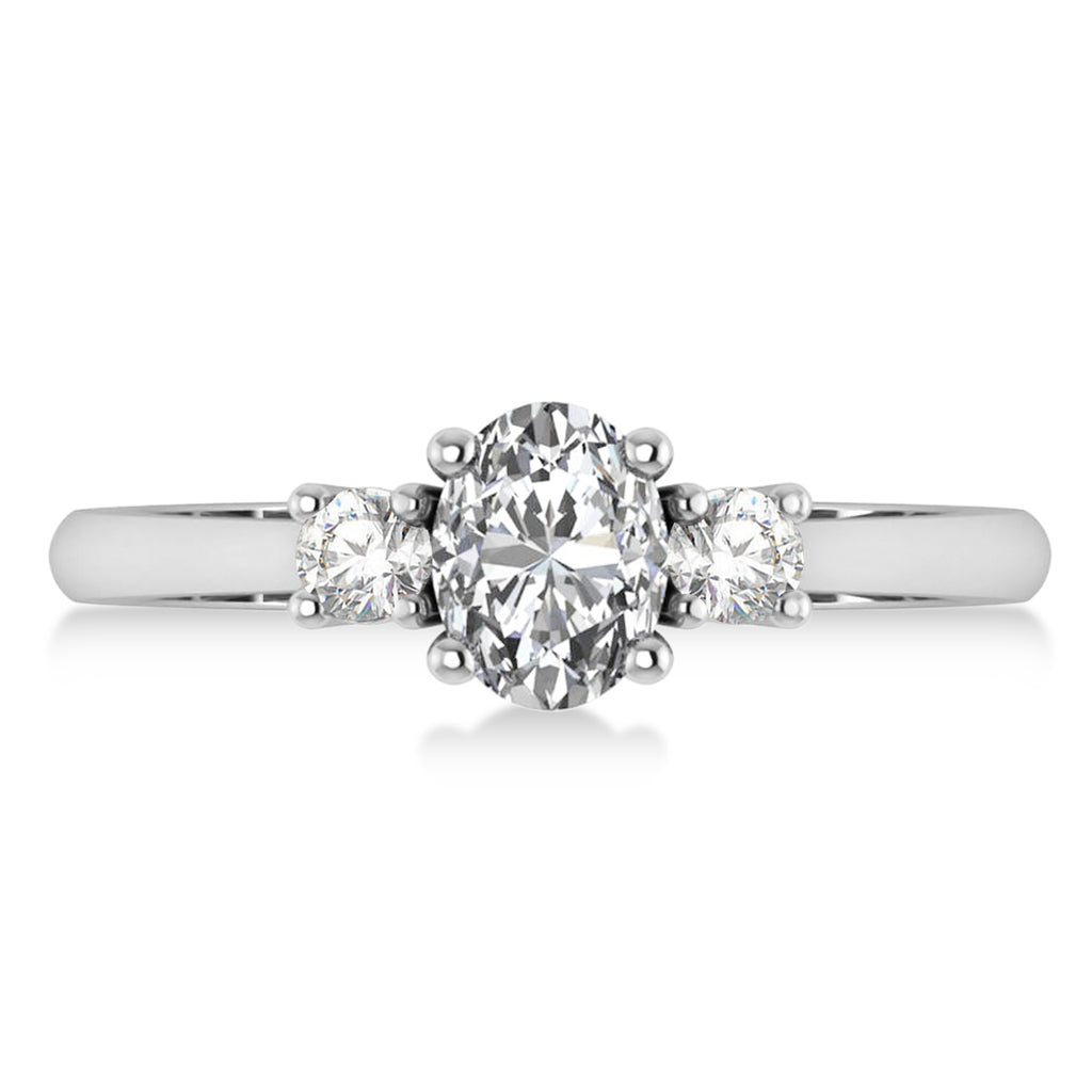 Oval Diamond Three-Stone Engagement Ring 14k White Gold (1.20ct)