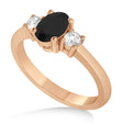 Oval Black & White Diamond Three-Stone Engagement Ring 14k Rose Gold (1.20ct)