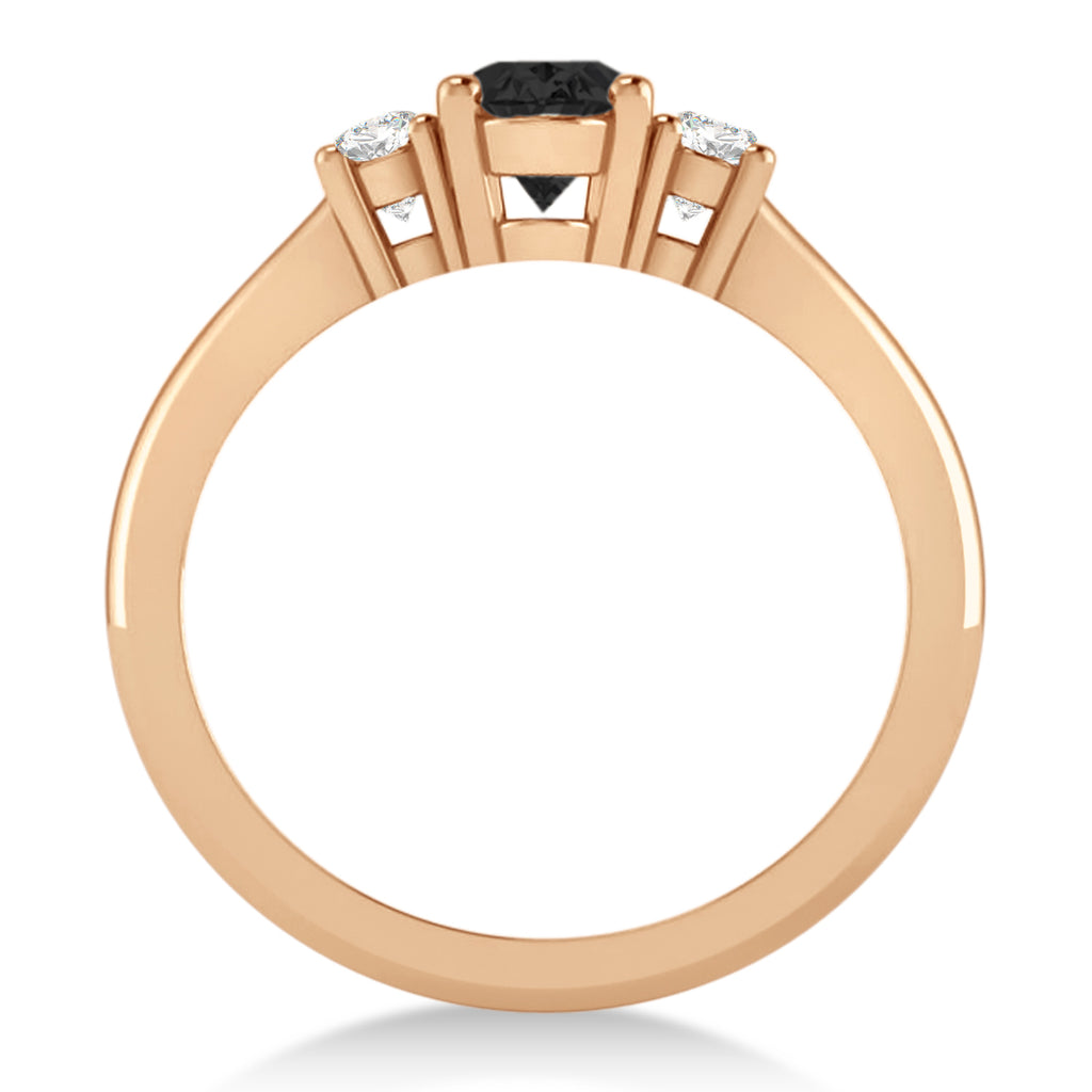 Oval Black & White Diamond Three-Stone Engagement Ring 14k Rose Gold (1.20ct)