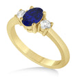 Oval Blue Sapphire & Diamond Three-Stone Engagement Ring 14k Yellow Gold (1.20ct)