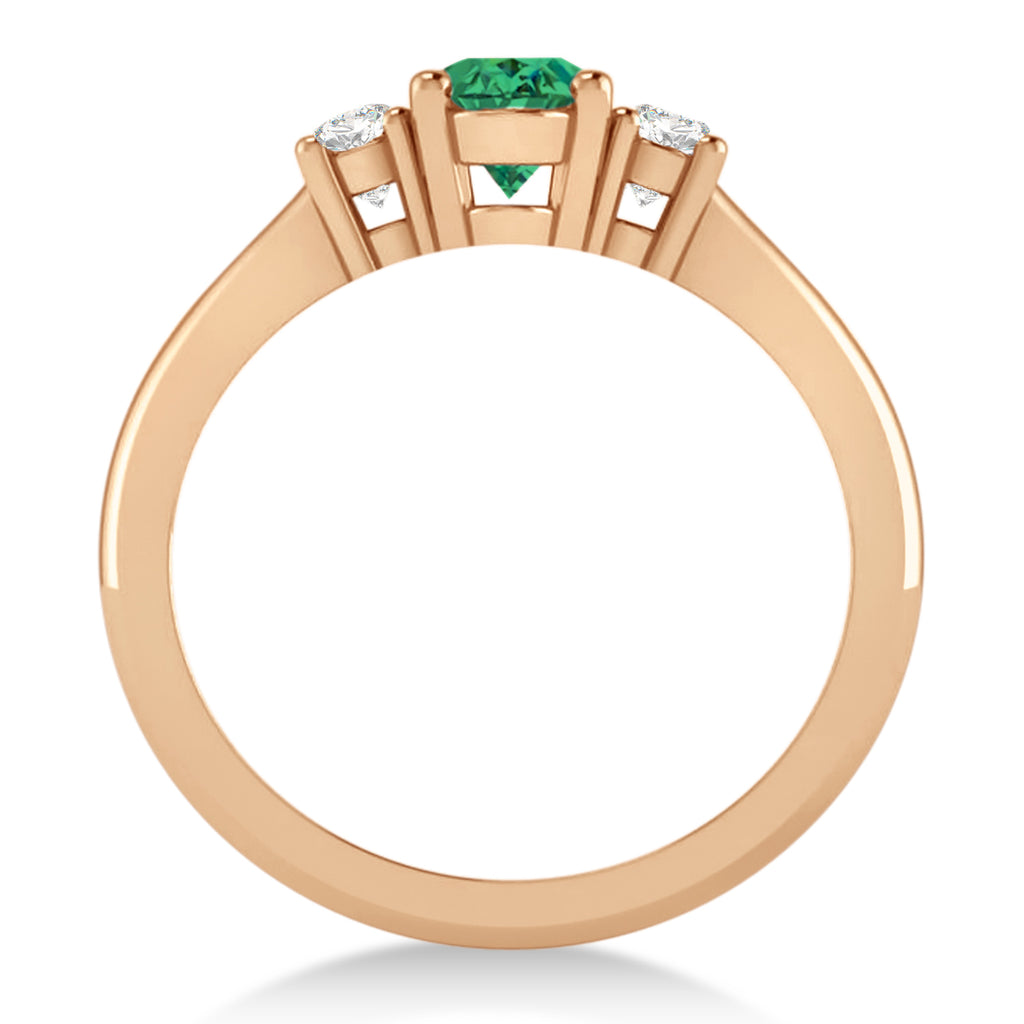 Oval Emerald & Diamond Three-Stone Engagement Ring 14k Rose Gold (1.20ct)