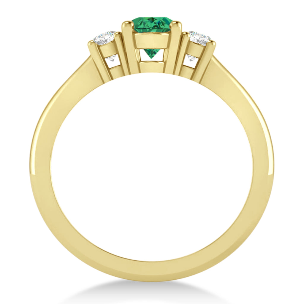 Oval Emerald & Diamond Three-Stone Engagement Ring 14k Yellow Gold (1.20ct)