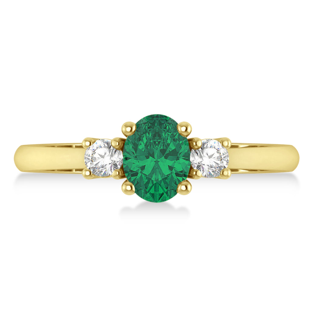 Oval Emerald & Diamond Three-Stone Engagement Ring 14k Yellow Gold (1.20ct)