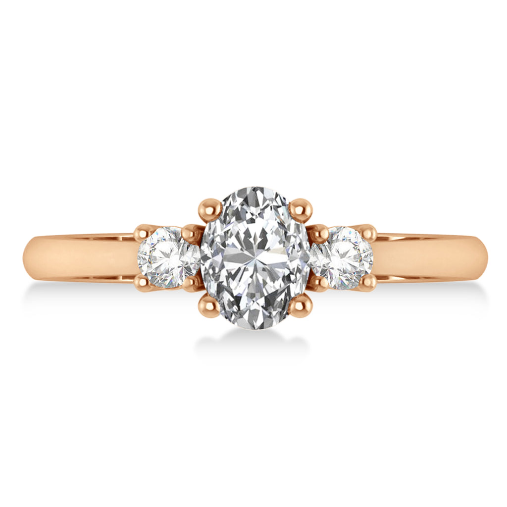 Oval Lab Grown Diamond Three-Stone Engagement Ring 14k Rose Gold (1.20ct)