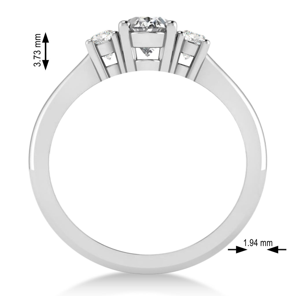 Oval Lab Grown Diamond Three-Stone Engagement Ring 14k White Gold (1.20ct)