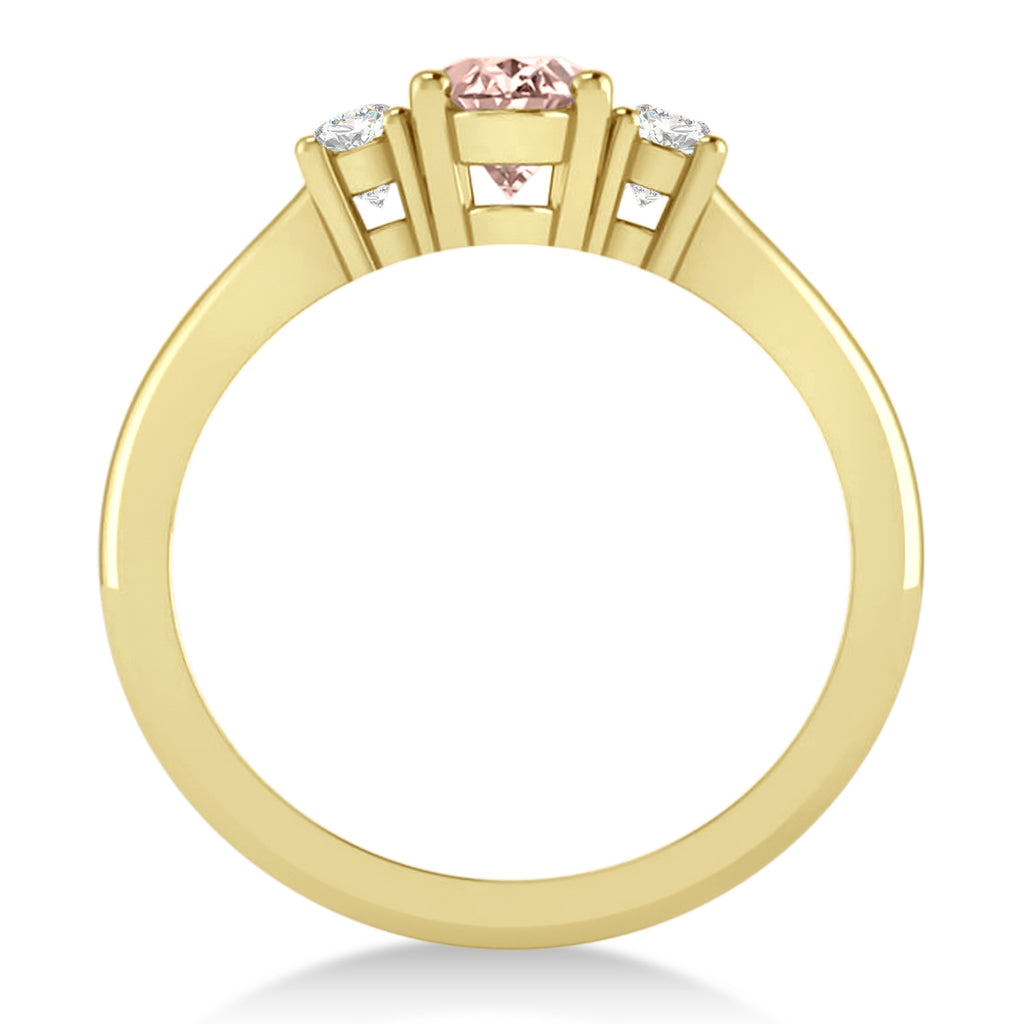 Oval Morganite & Diamond Three-Stone Engagement Ring 14k Yellow Gold (1.20ct)