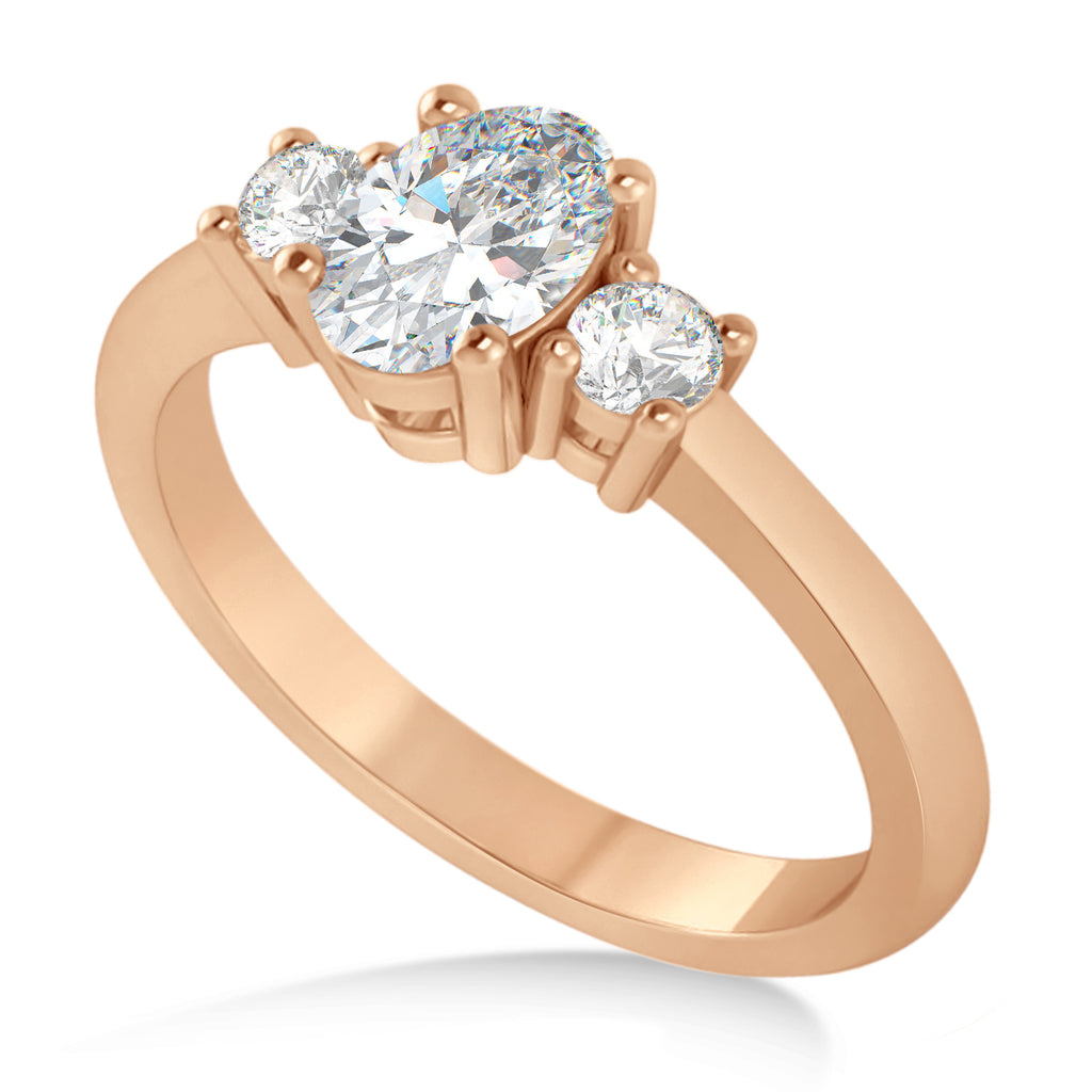 Oval Moissanite & Diamond Three-Stone Engagement Ring 14k Rose Gold (1.20ct)