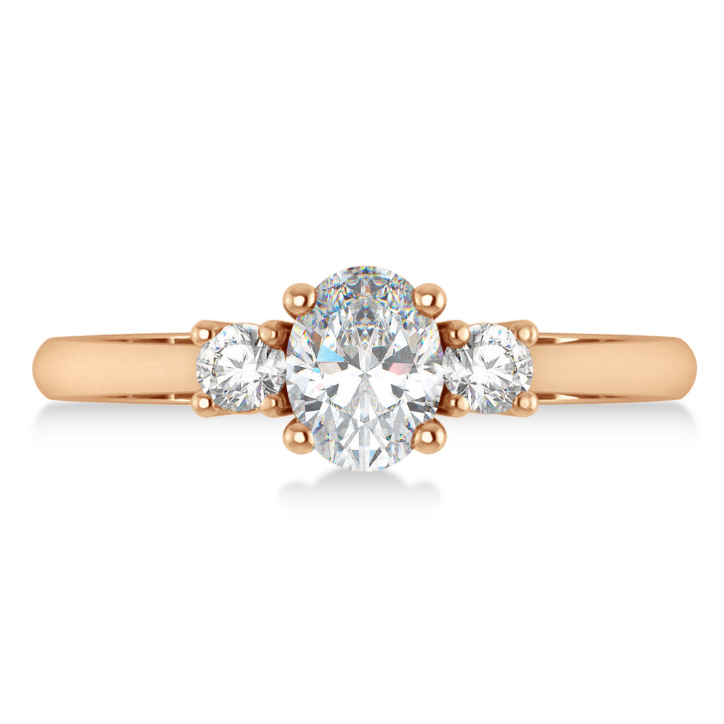 Oval Moissanite & Diamond Three-Stone Engagement Ring 14k Rose Gold (1.20ct)
