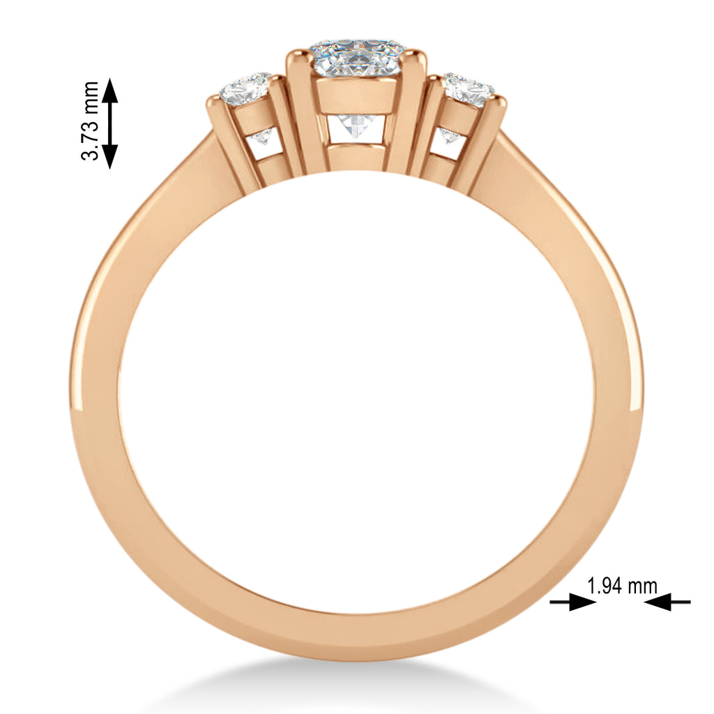 Oval Moissanite & Diamond Three-Stone Engagement Ring 14k Rose Gold (1.20ct)